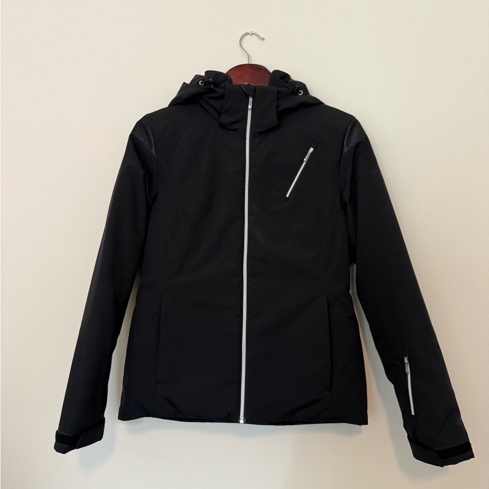 Spyder Women’s Black Ski Jacket with Hood and Weather-Resistant Fabric Size 6